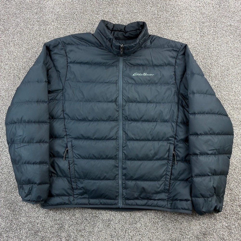 Eddie Bauer Puffer Jacket Mens XL Blue‎ Down Insulated Full Zip Lightweight